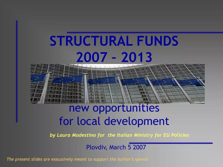 structural funds 2007 2013 new opportunities for local development