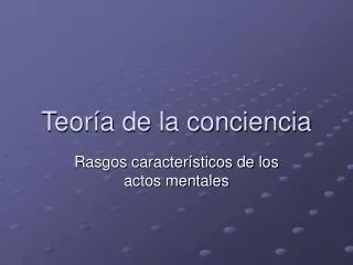teor a de la conciencia