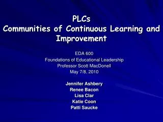 PLCs Communities of Continuous Learning and Improvement