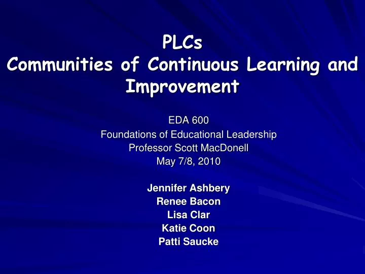 plcs communities of continuous learning and improvement