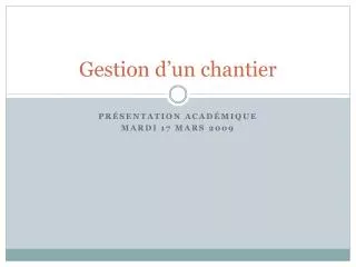 gestion d un chantier