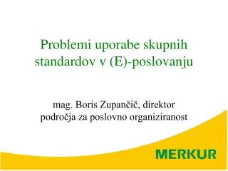 problemi uporabe skupnih standardov v e poslovanju