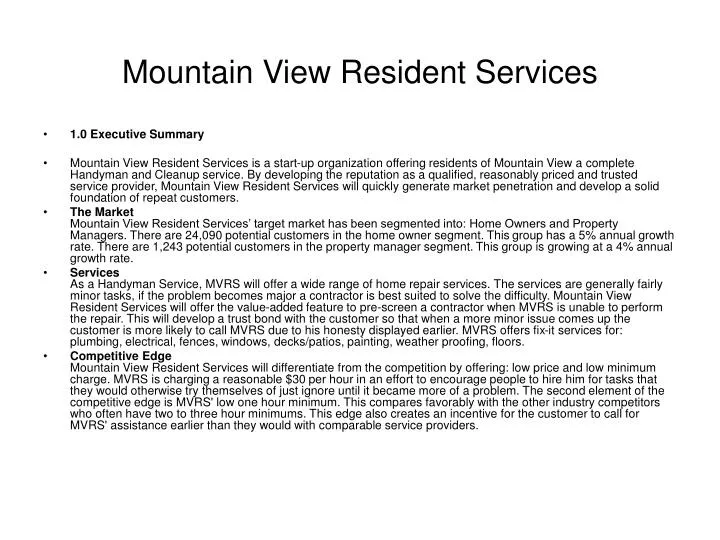 mountain view resident services