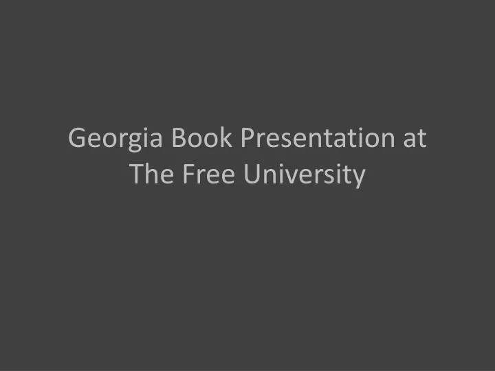 georgia book presentation at the free university