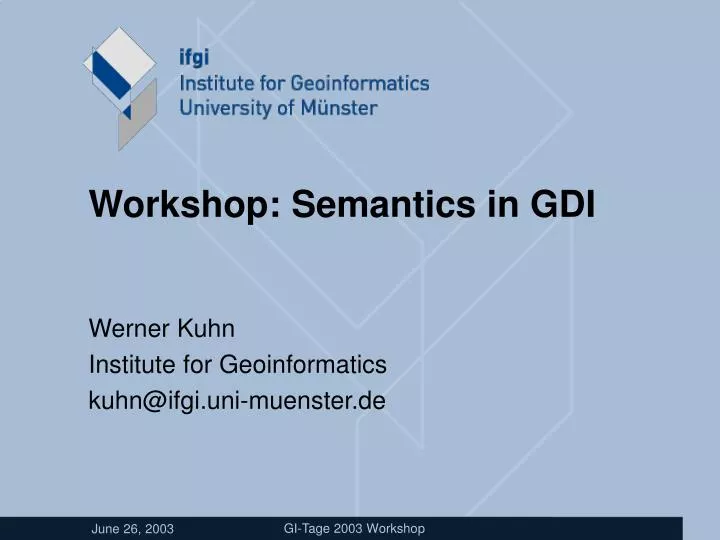 workshop semantics in gdi