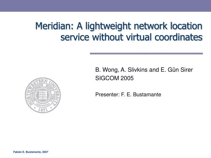 meridian a lightweight network location service without virtual coordinates