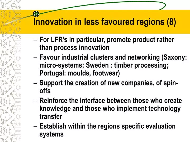 innovation in less favoured regions 8