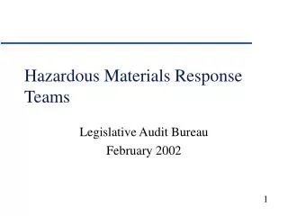 Hazardous Materials Response Teams
