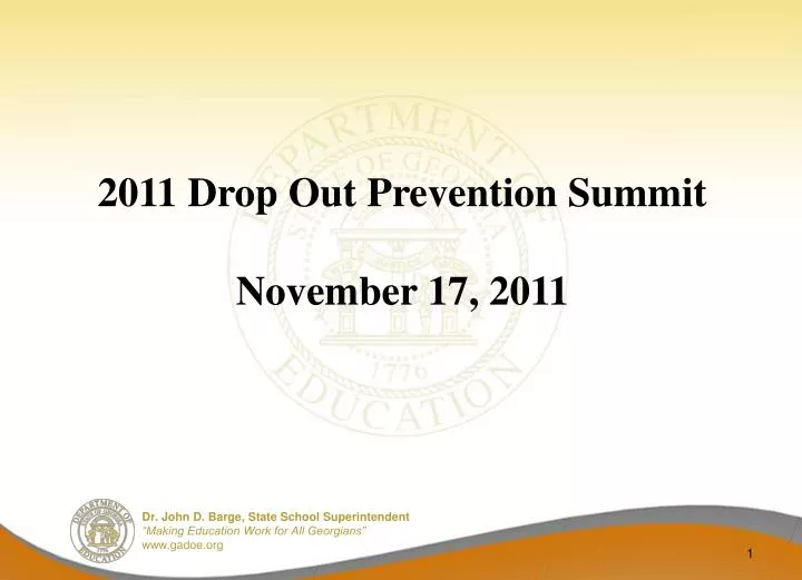2011 drop out prevention summit november 17 2011