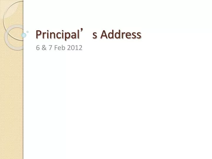 principal s address