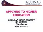 APPLYING TO HIGHER EDUCATION - slide 1