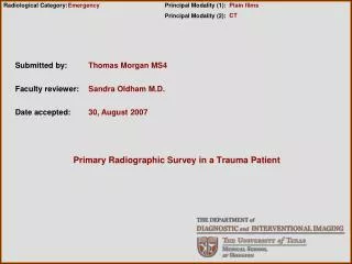 Primary Radiographic Survey in a Trauma Patient
