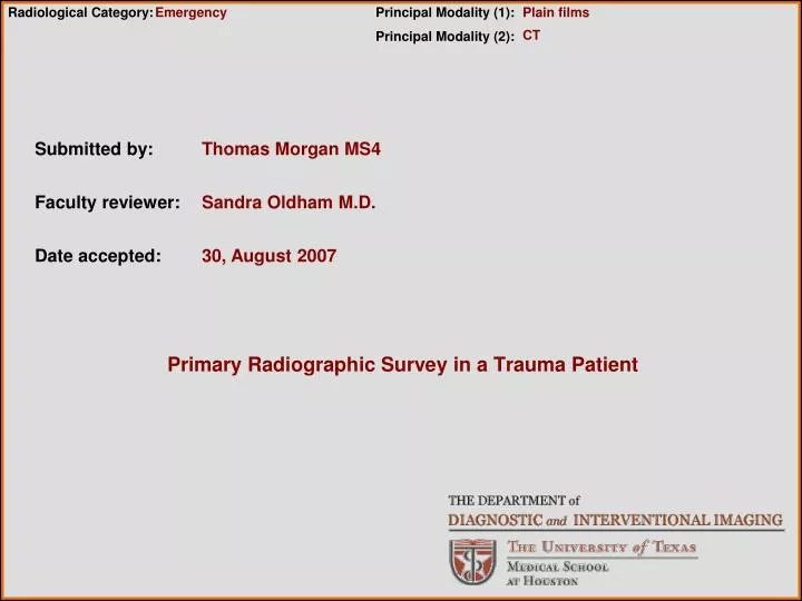 primary radiographic survey in a trauma patient