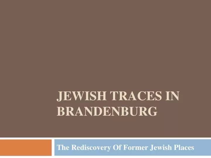 jewish traces in brandenburg