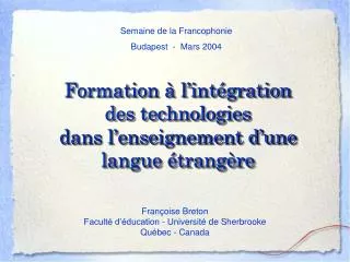 formation l int gration des technologies dans l enseignement d une langue trang re