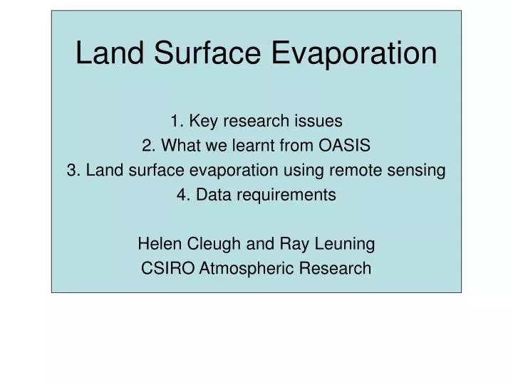 land surface evaporation