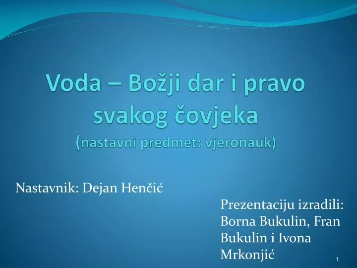 voda bo ji dar i pravo svakog ovjeka nastavni predmet vjeronauk