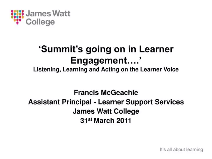 summit s going on in learner engagement listening learning and acting on the learner voice
