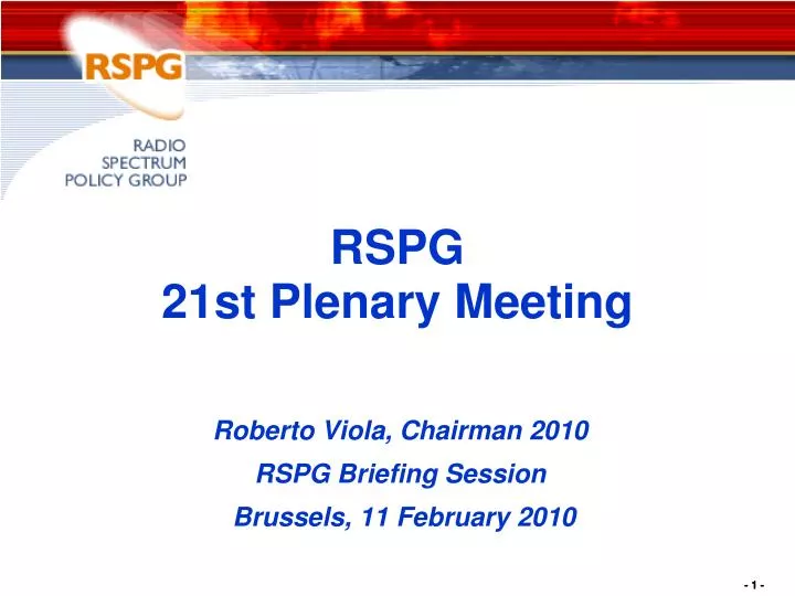 rspg 21st plenary meeting
