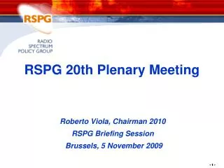RSPG 20th Plenary Meeting