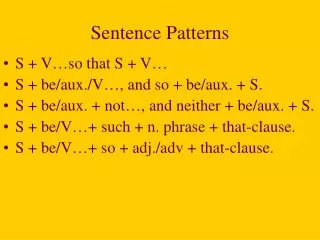 Sentence Patterns