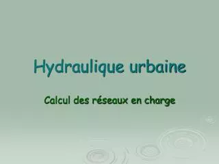 hydraulique urbaine