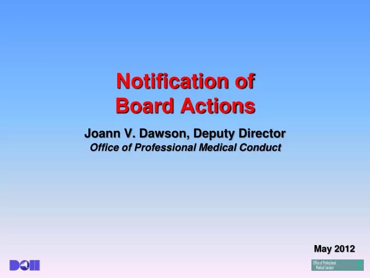 notification of board actions
