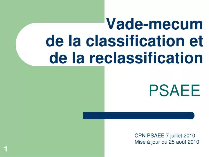 vade mecum de la classification et de la reclassification