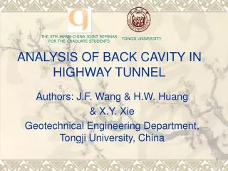 ANALYSIS OF BACK CAVITY IN HIGHWAY TUNNEL