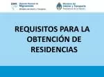 REQUISITOS PARA LA OBTENCIÓN DE RESIDENCIAS - slide 1