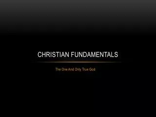 Christian Fundamentals