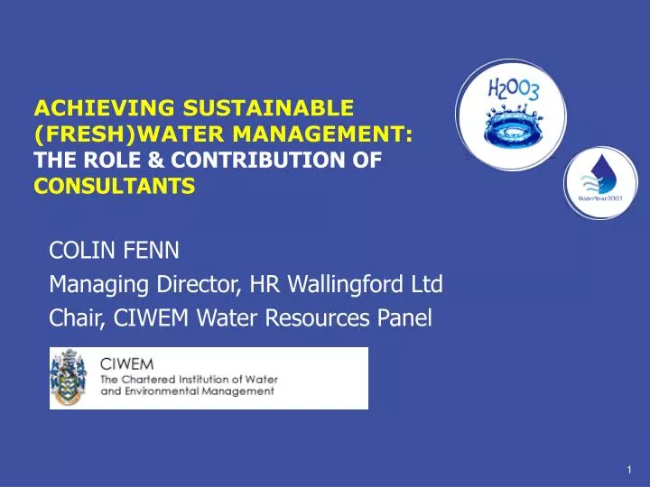 achieving sustainable fresh water management the role contribution of consultants