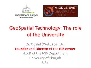 GeoSpatial Technology: The role of the University