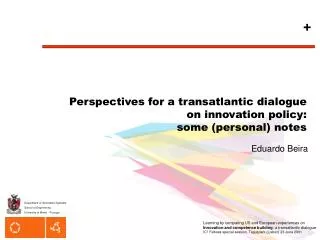 Perspectives for a transatlantic dialogue on innovation policy: some (personal) notes