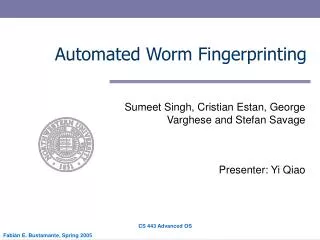 Automated Worm Fingerprinting