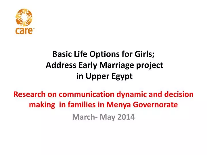 basic life options for girls address early marriage project in upper egypt