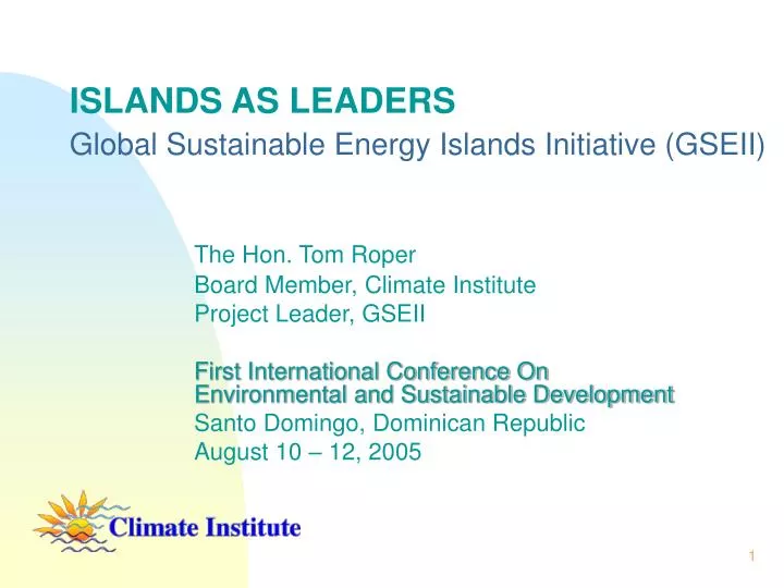 islands as leaders global sustainable energy islands initiative gseii