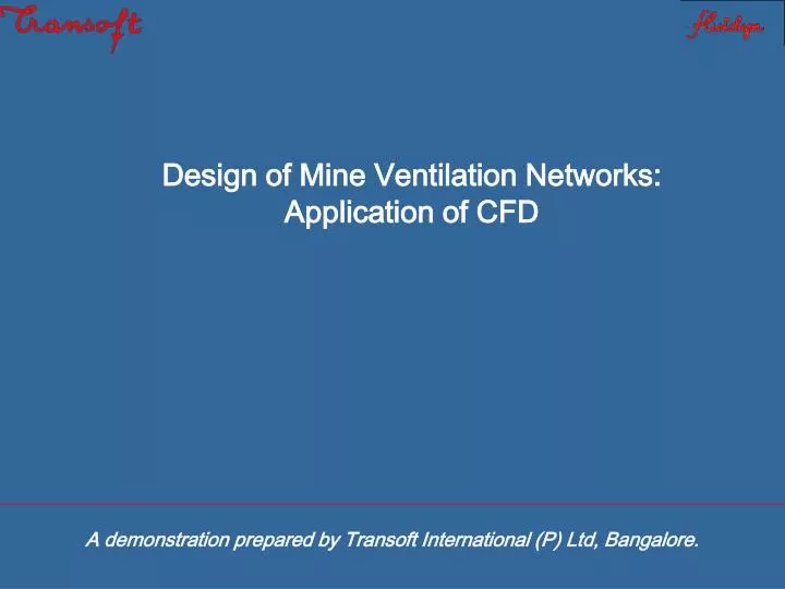 design of mine ventilation networks application of cfd