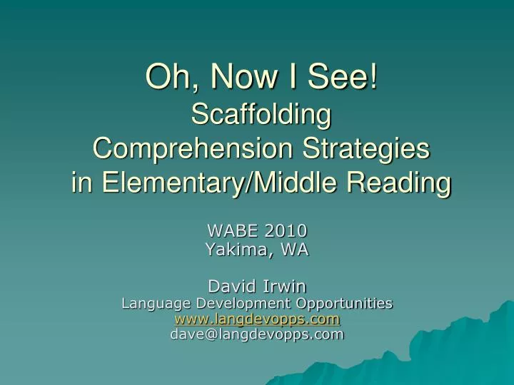 oh now i see scaffolding comprehension strategies in elementary middle reading