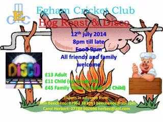Egham Cricket Club Hog Roast &amp; Disco