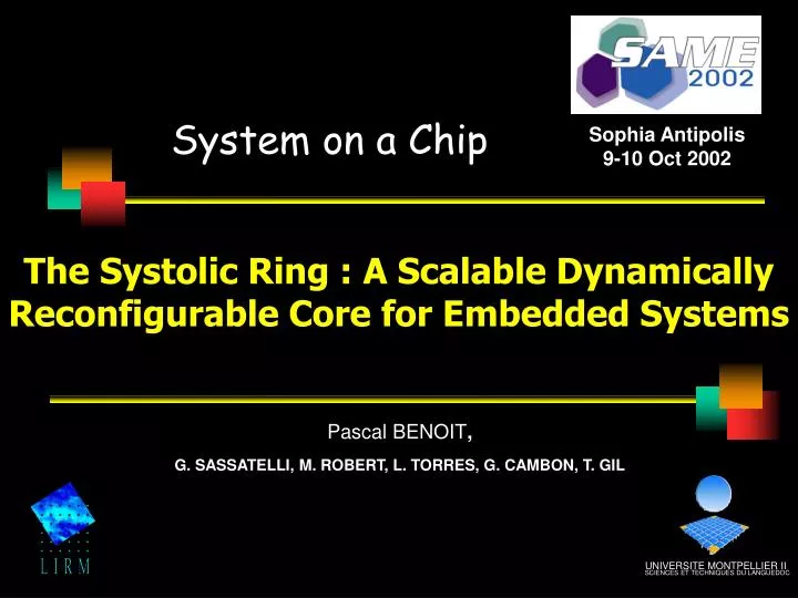 the systolic ring a scalable dynamically reconfigurable core for embedded systems
