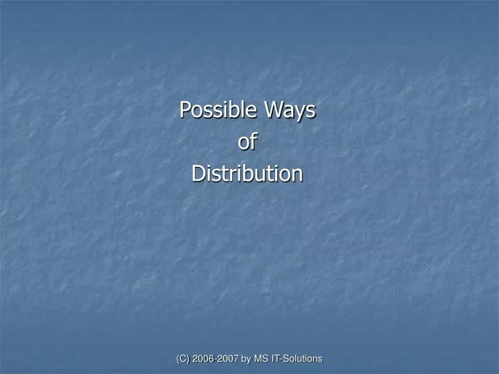 possible ways of distribution