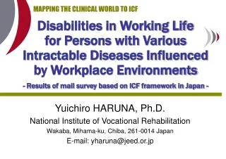 Yuichiro HARUNA, Ph.D. National Institute of Vocational Rehabilitation