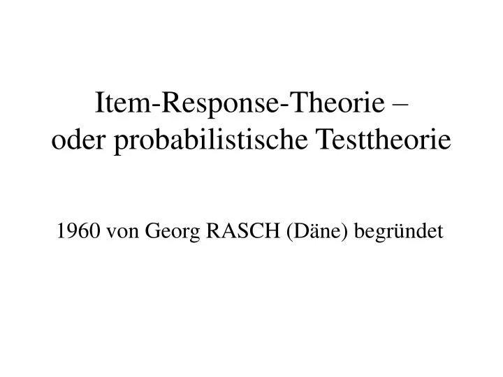 item response theorie oder probabilistische testtheorie