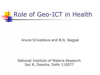 Role of Geo-ICT in Health