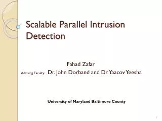 Scalable Parallel Intrusion Detection