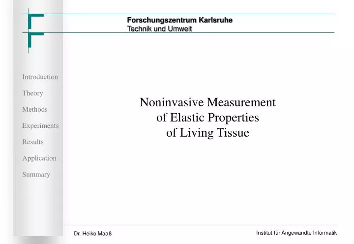 noninvasive measurement of elastic properties of living tissue