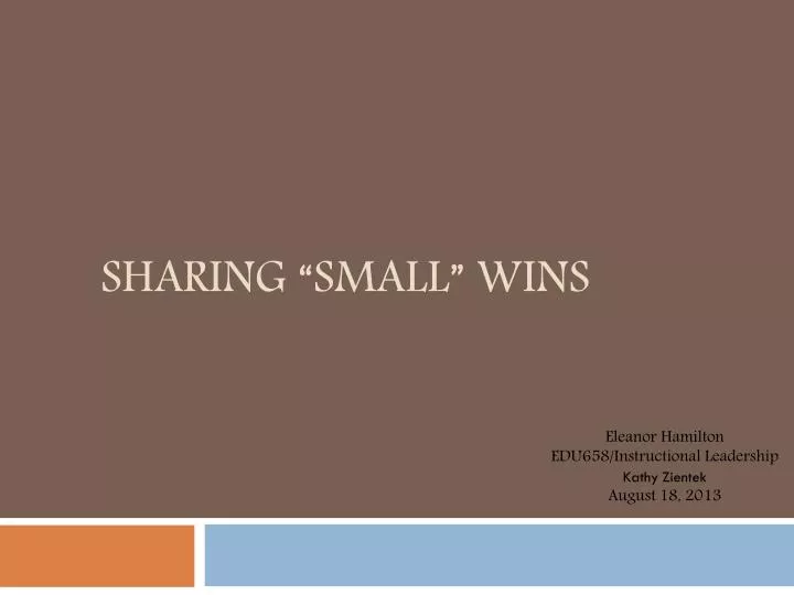sharing small wins