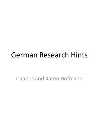 German Research Hints