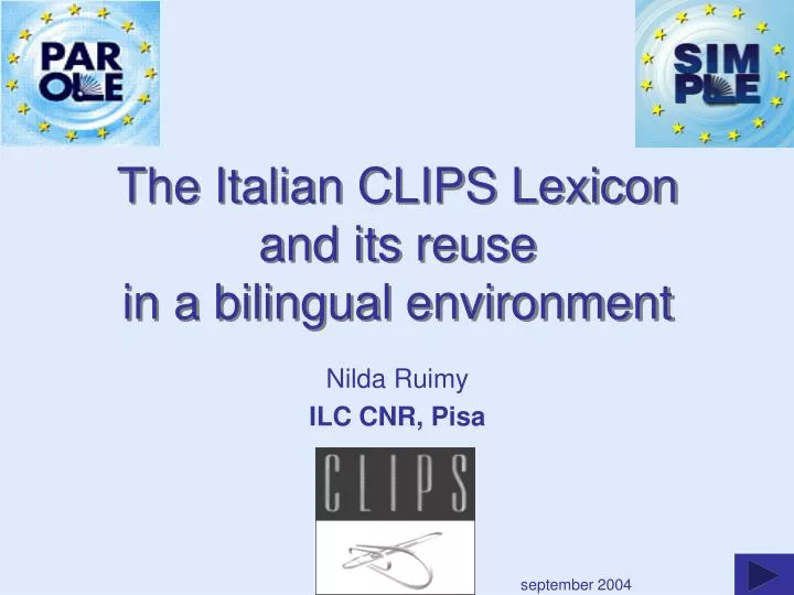 the italian clips lexicon and its reuse in a bilingual environment